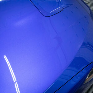 blue subaru car hood